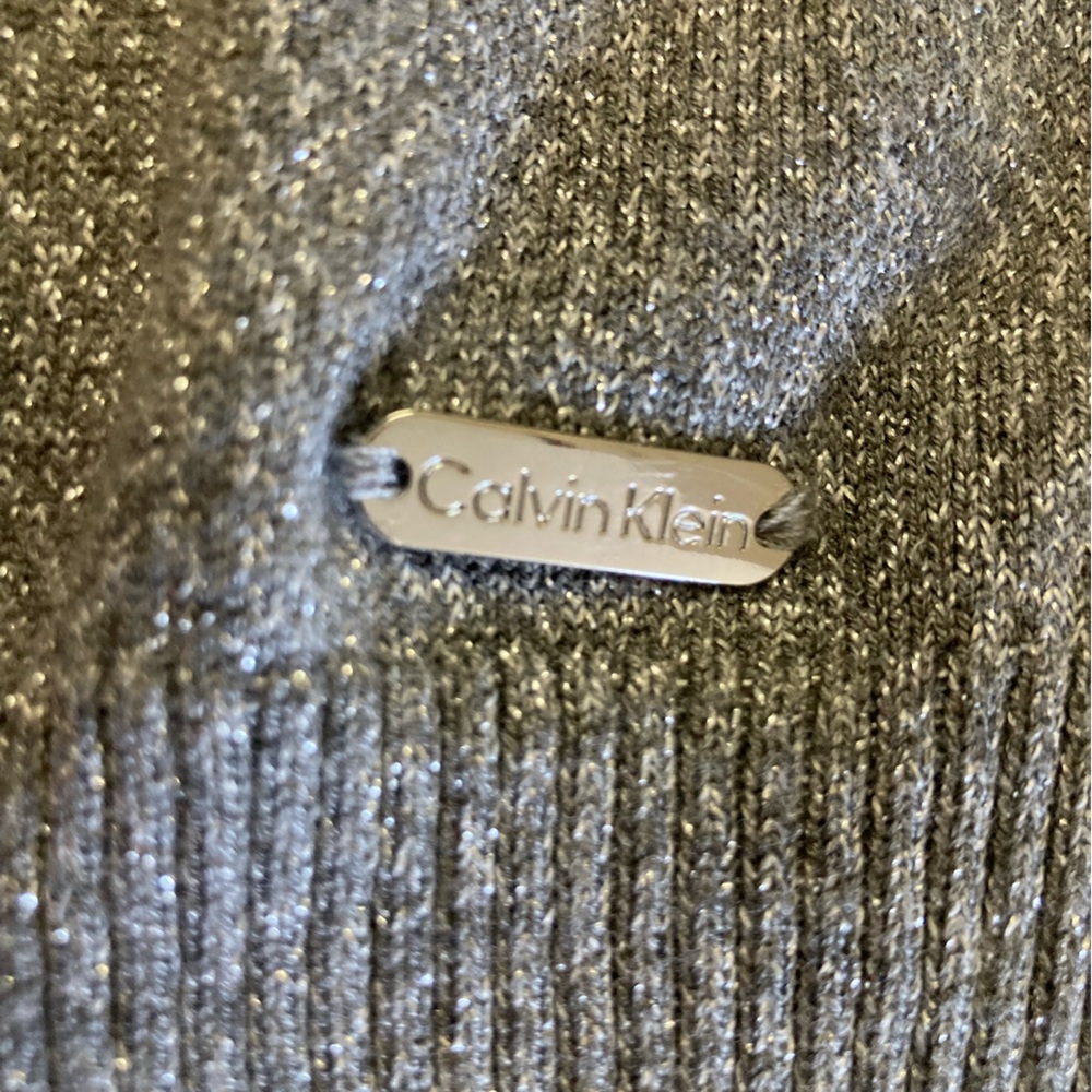 Calvin Klein Metallic Turtleneck Sweater Gray Size M - Picture 6 of 8